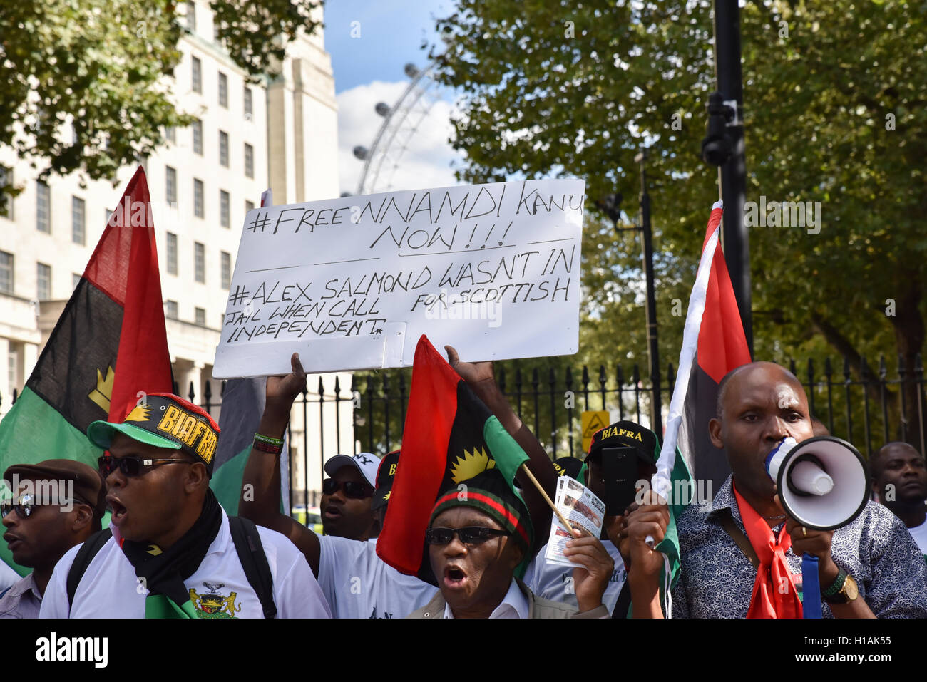 Whitehall, London, UK. 23rd September 2016. Biafran supporters of Nnamdi Kanu stage a protest on Whitehall. © Matthew Chattle/Al Stock Photo