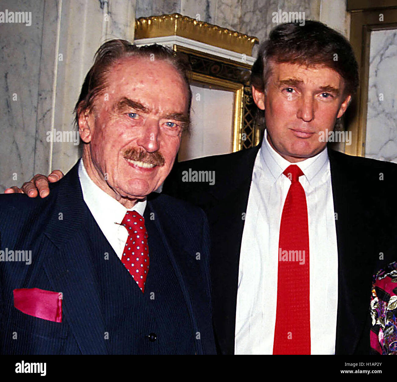 September 23, 2016- (File Photo) - Donald Trump brags he started his real estate empire with just a $1 million loan from his father, however, media reports suggest the loan was the first of many other loans. PICTURED: 1992 - FRED TRUMP and DONALD TRUMP. © Judie Burstein/Globe Photos/ZUMAPRESS.com/Alamy Live News Stock Photo