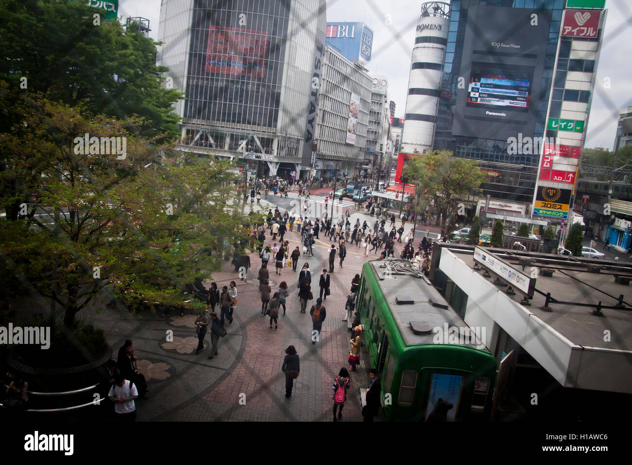 Pedestrians walk towards the Shibuya zebra crossing in Tokyo, Japan ...