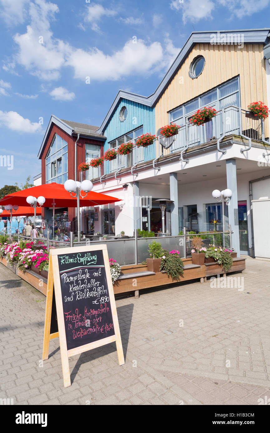 Warnemünde, Mecklenburg-West Pomerania, Germany - Restaurant at the 'Alter Strom' Stock Photo