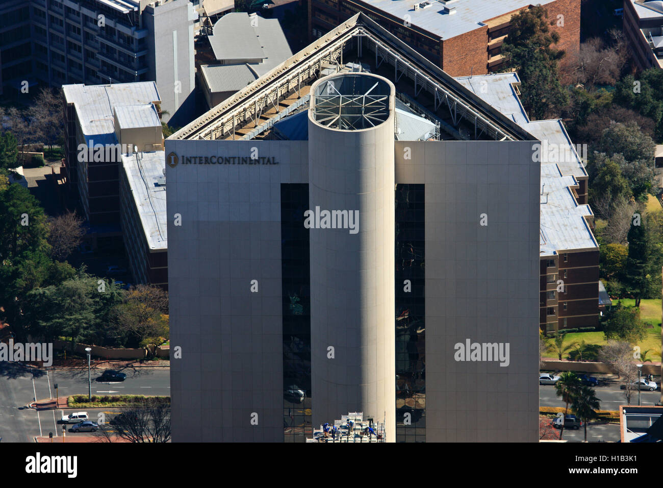 Aerial photograph of the InterContinental hotel in Sandton City in Johannesburg, Gauteng, South Africa Stock Photo