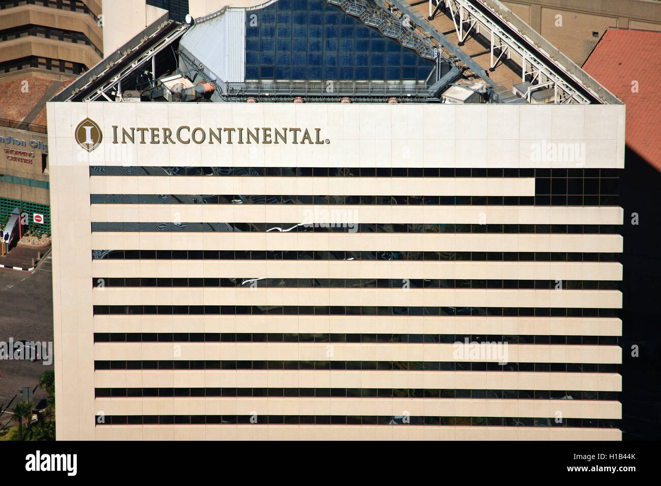 Aerial photograph of the InterContinental Hotel in Sandton City, Johannesburg, Gauteng, South Africa Stock Photo