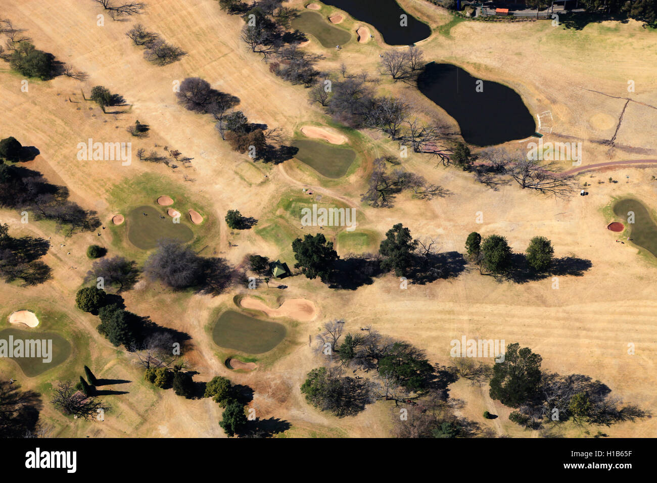 Aerial photograph of the Wanderers Golf Course in the dry winter
