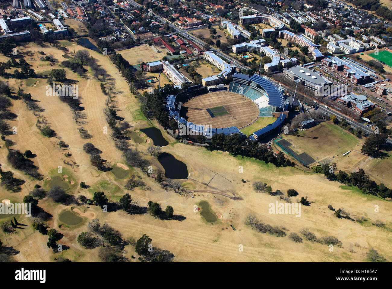 Aerial photograph of the Wanderers Cricket Stadium and Golf Course in