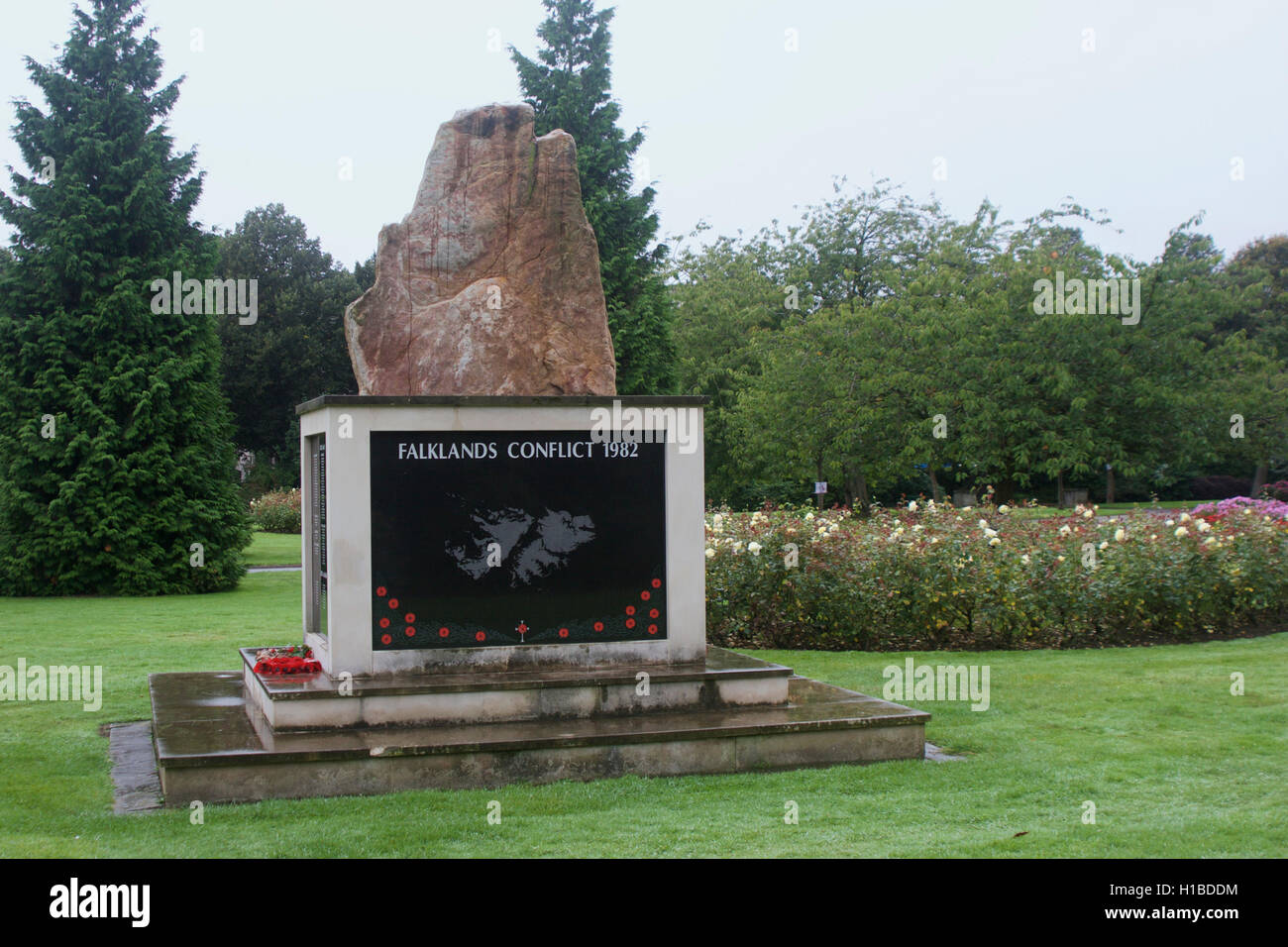 Falklands Conflict memorial in Cathays Park, Cardiff Stock Photo
