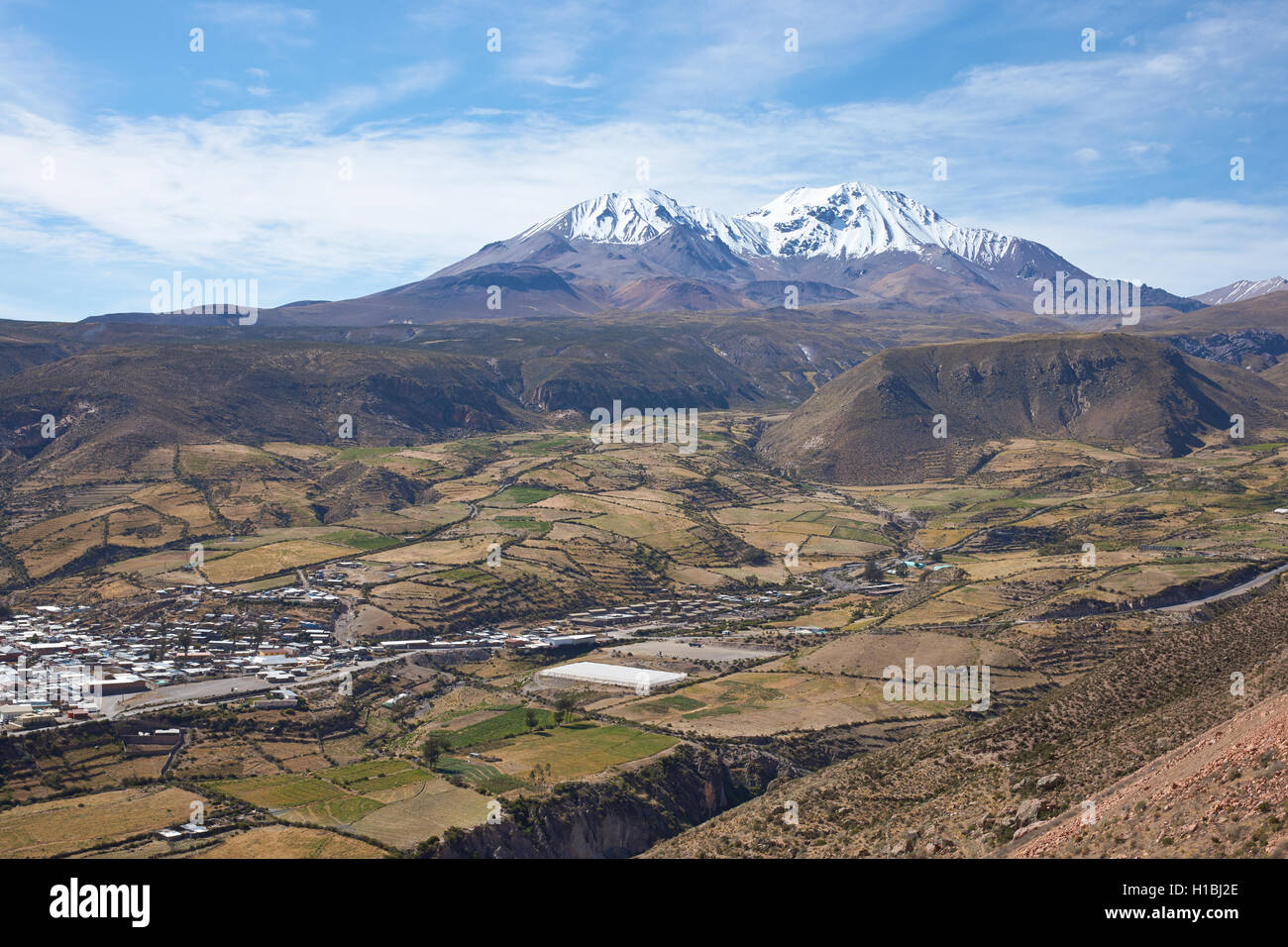 Small town of Putre in the Parinacota region of northern Chile. Stock Photo