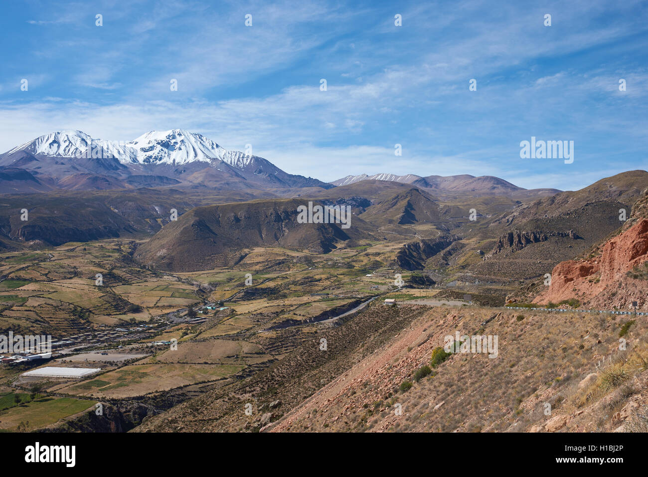 Small town of Putre in the Parinacota region of northern Chile. Stock Photo