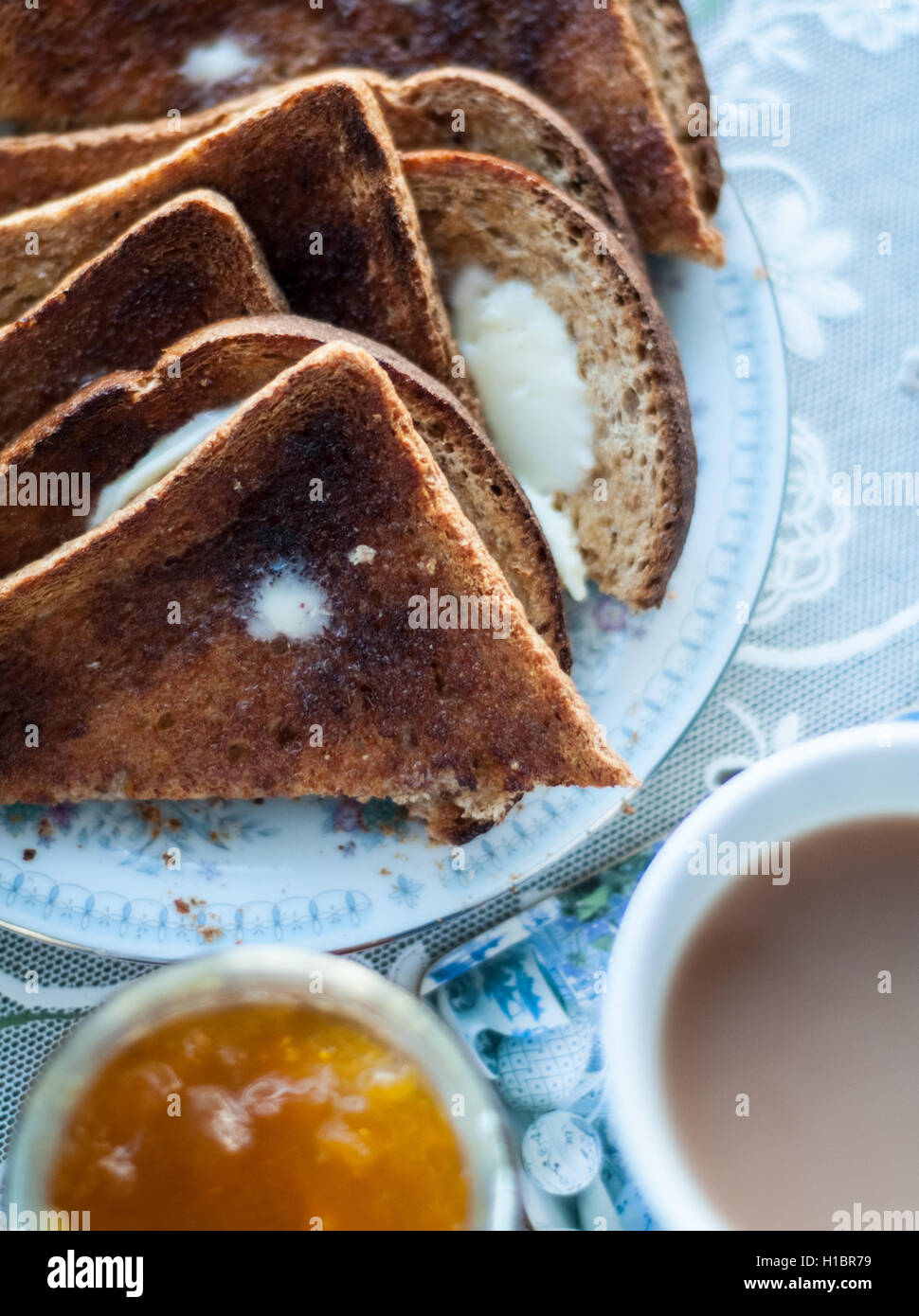 traditional English toast and a cup of tea Stock Photo Alamy