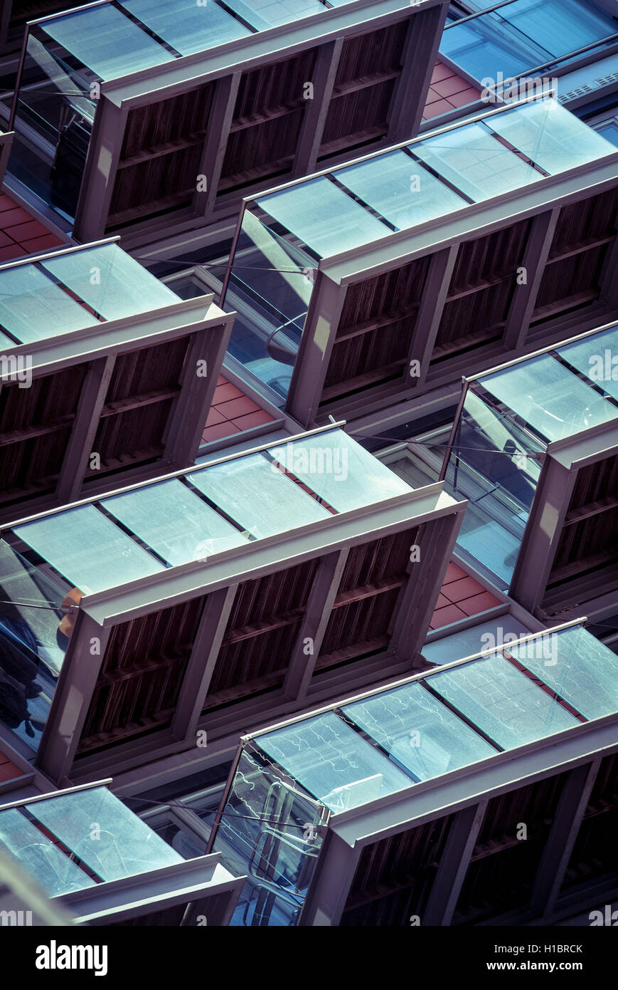 abstract photo of balconies on a block of flats forming a pattern Stock Photo