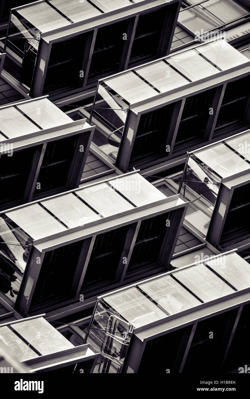 abstract photo of balconies on a block of flats forming a pattern Stock Photo