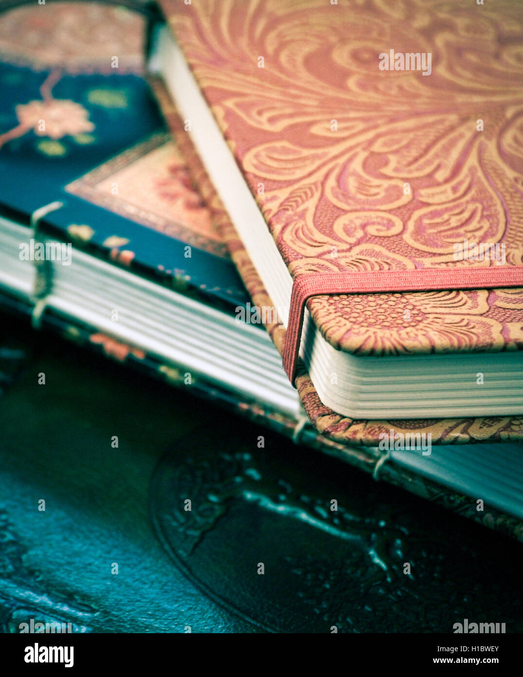 a pile of various beautiful journals and diaries Stock Photo Alamy