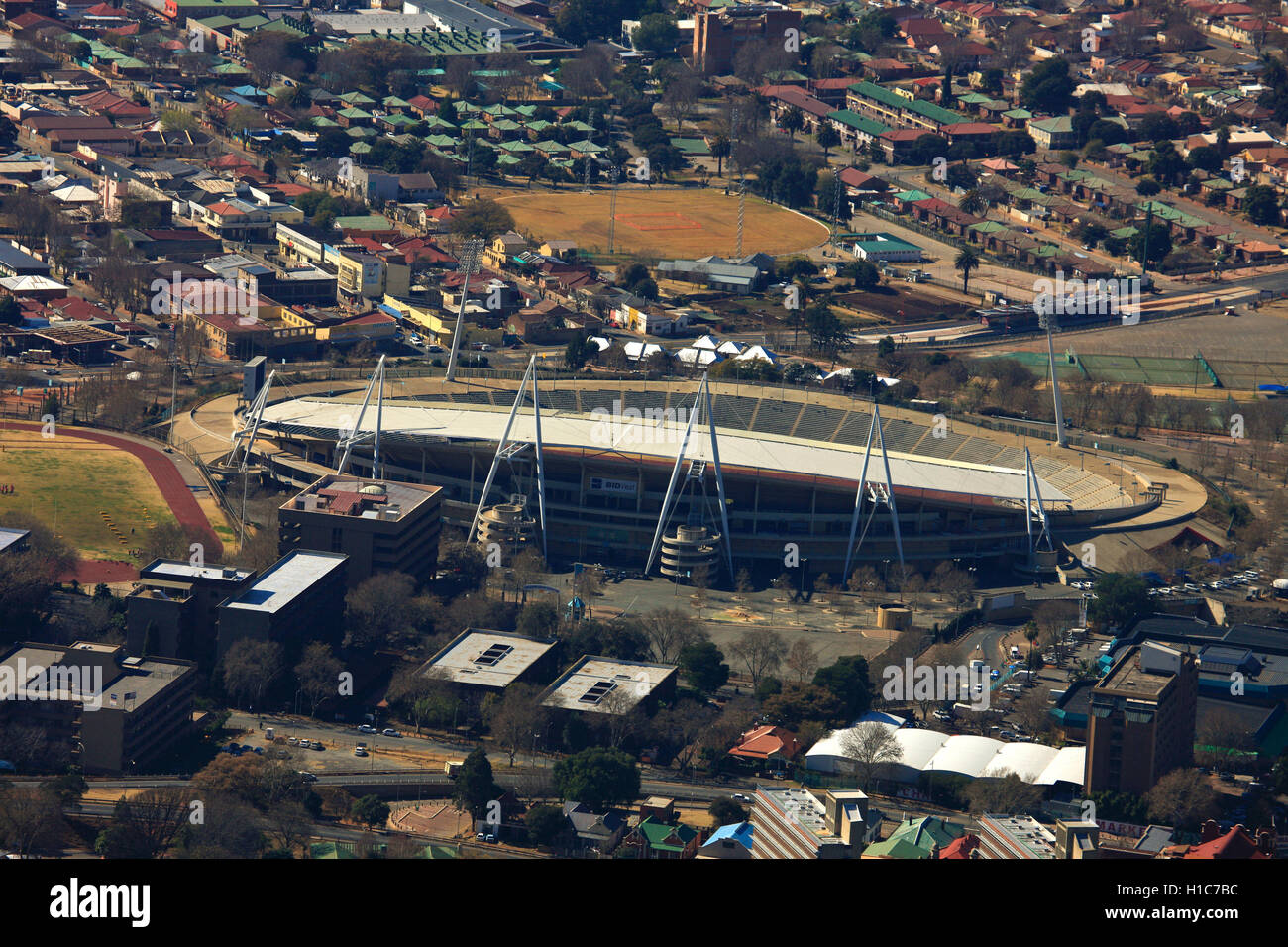 Aerial photograph of Ellis Park and Johannesburg Athletic Stadium in