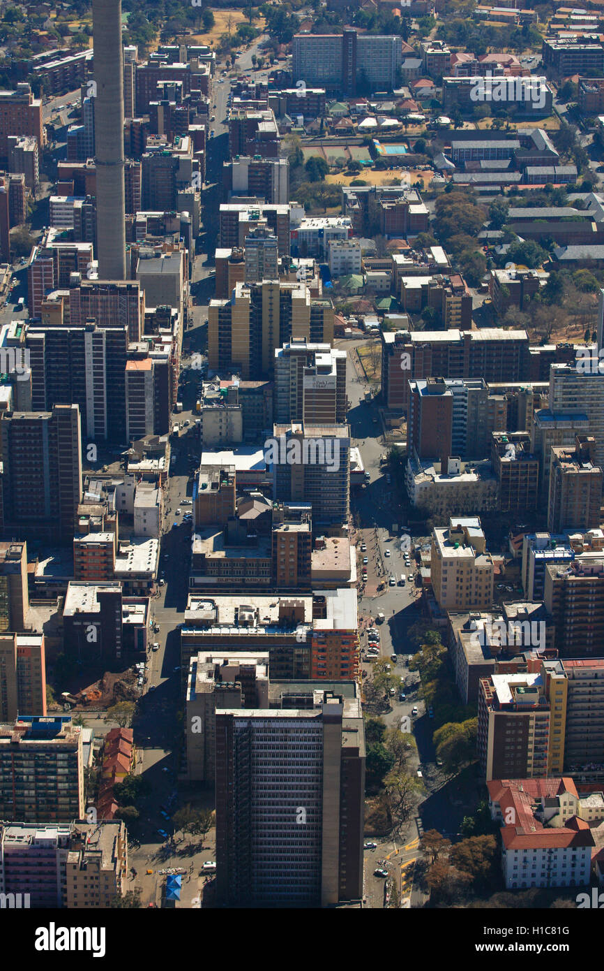 Aerial photograoh of the blocks of flats and business buildings in