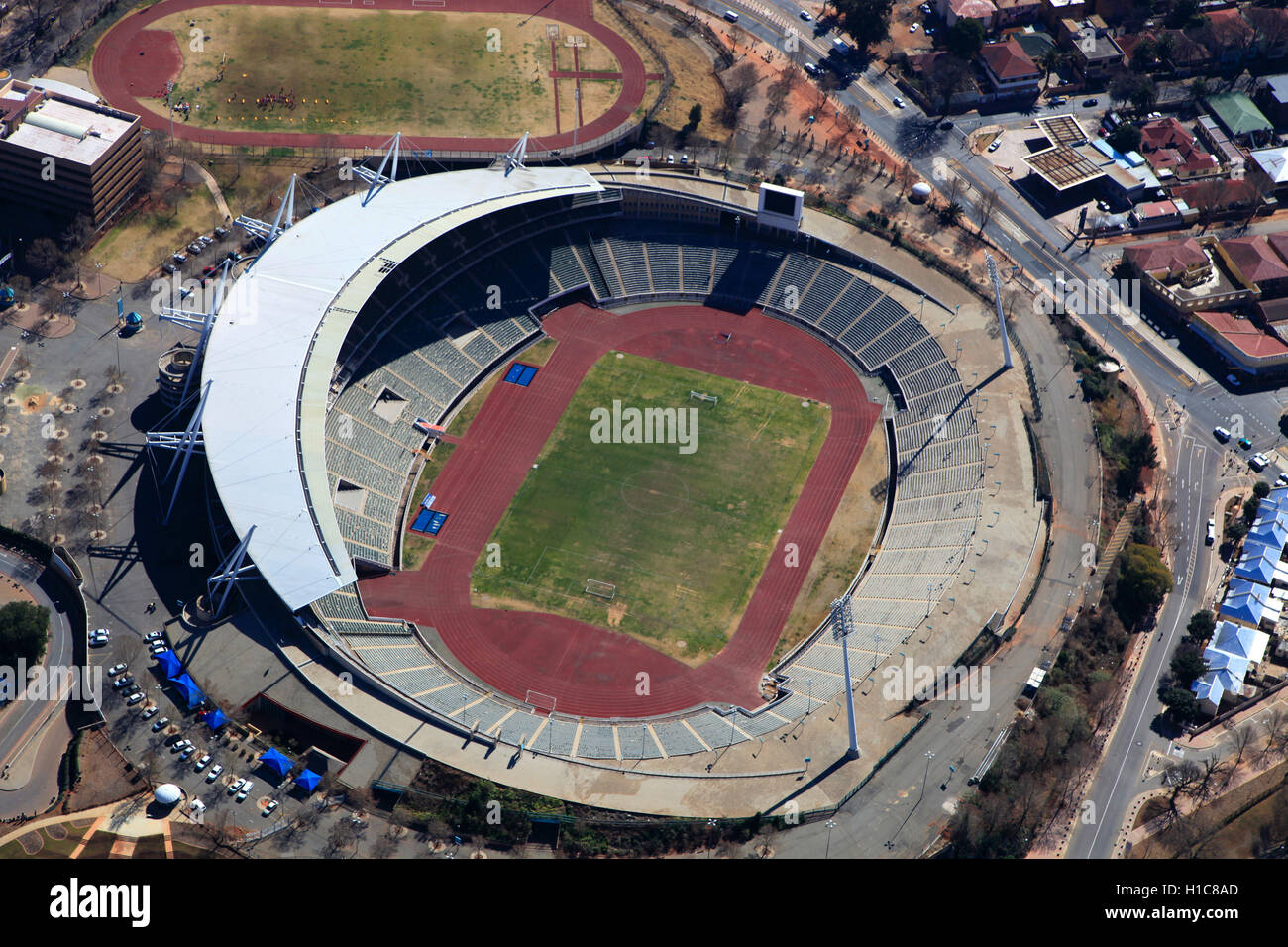 Aerial photograph of Johannesburg Athletic Stadium in Doornfontein, Gauteng, South Africa Stock