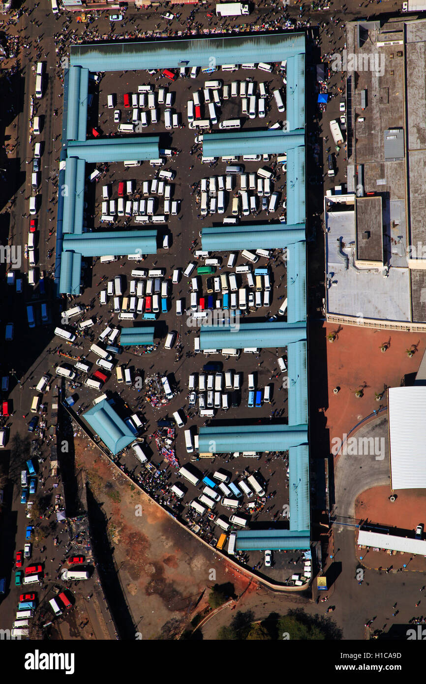 Aerial photograph of taxi rank close to Johannesburg station, Gauteng, South Africa Stock Photo