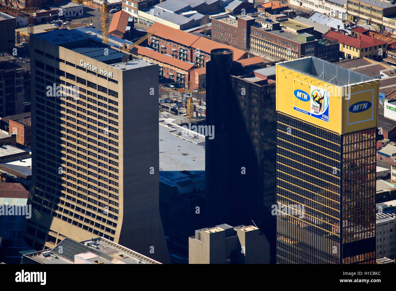 Aerial photograph of the MTN Building and the Carlton Hotel in