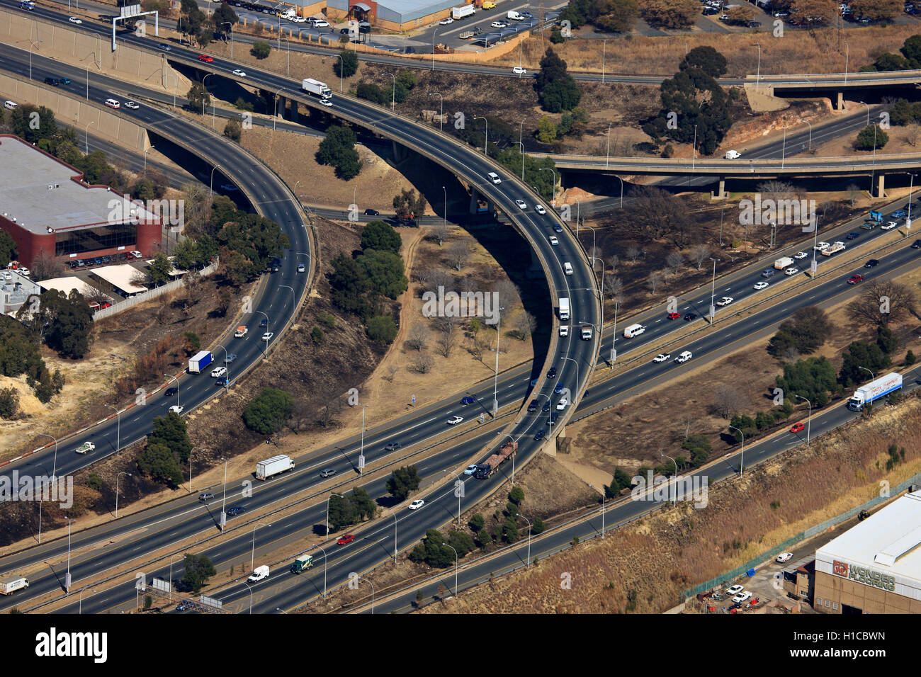 Aerial photograph of the Crown Interchange in Johannesburg, Gauteng, South Africa Stock Photo