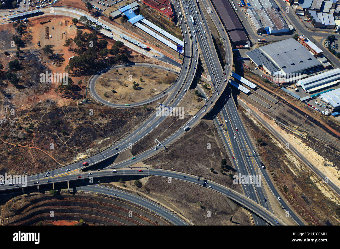 Aerial photograph of the Crown Interchange in Johannesburg, Gauteng, South Africa Stock Photo