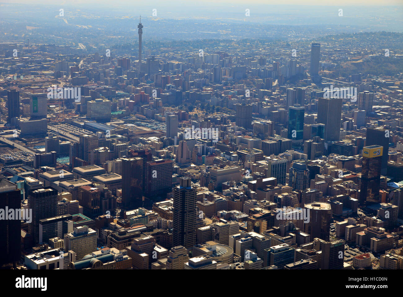 Aerial photograph of the city centre of Johannesburg, Gauteng, South