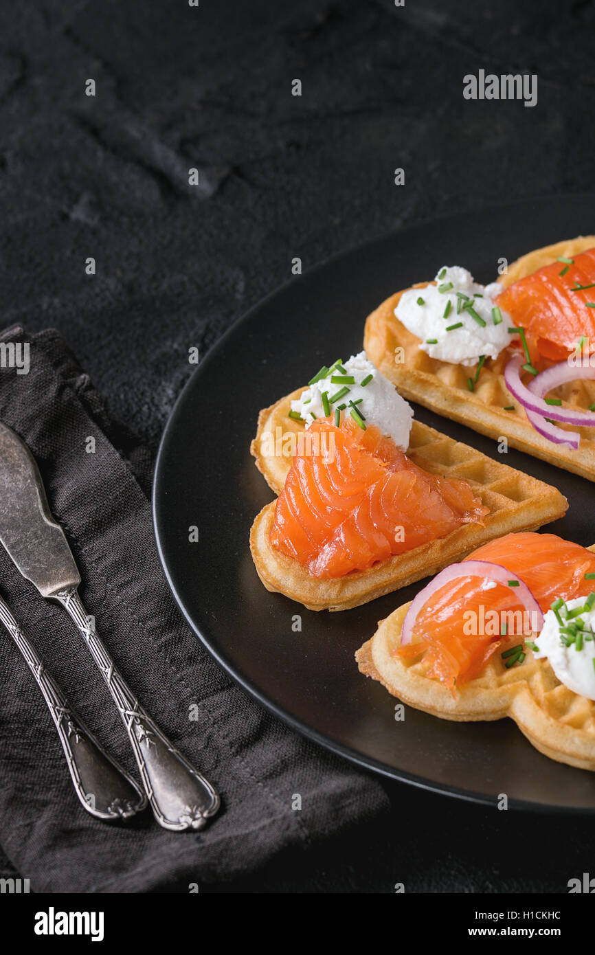 Wafer with salted salmon Stock Photo