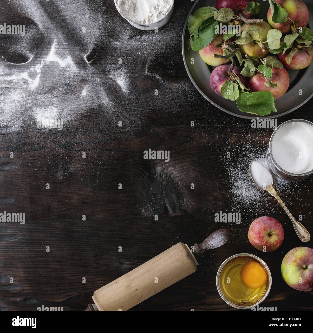 Ingredients for making apple cake Stock Photo - Alamy