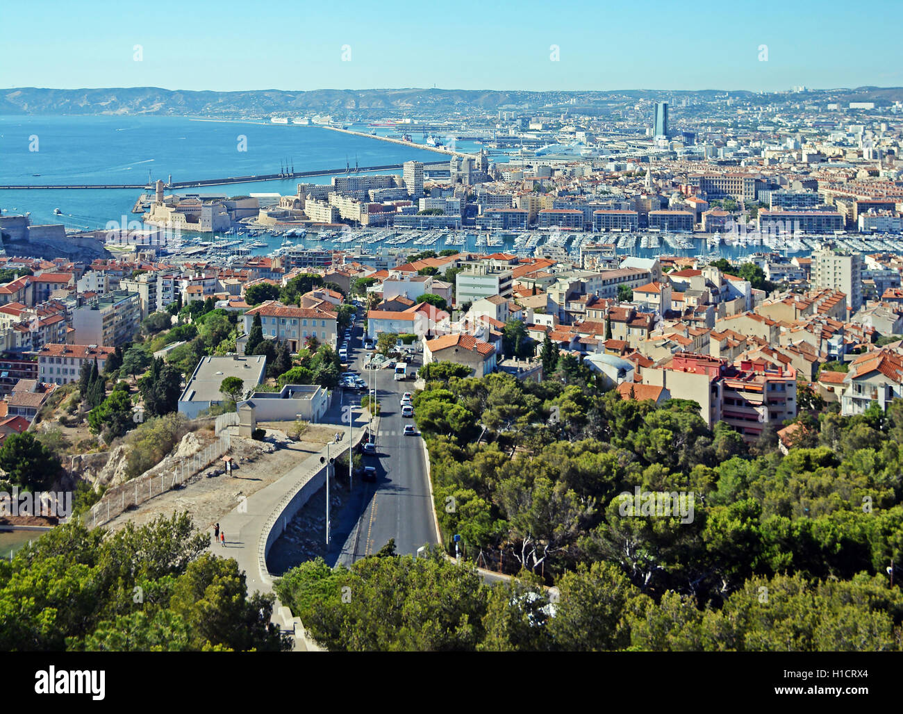 aerial view on the port Marseille France Stock Photo