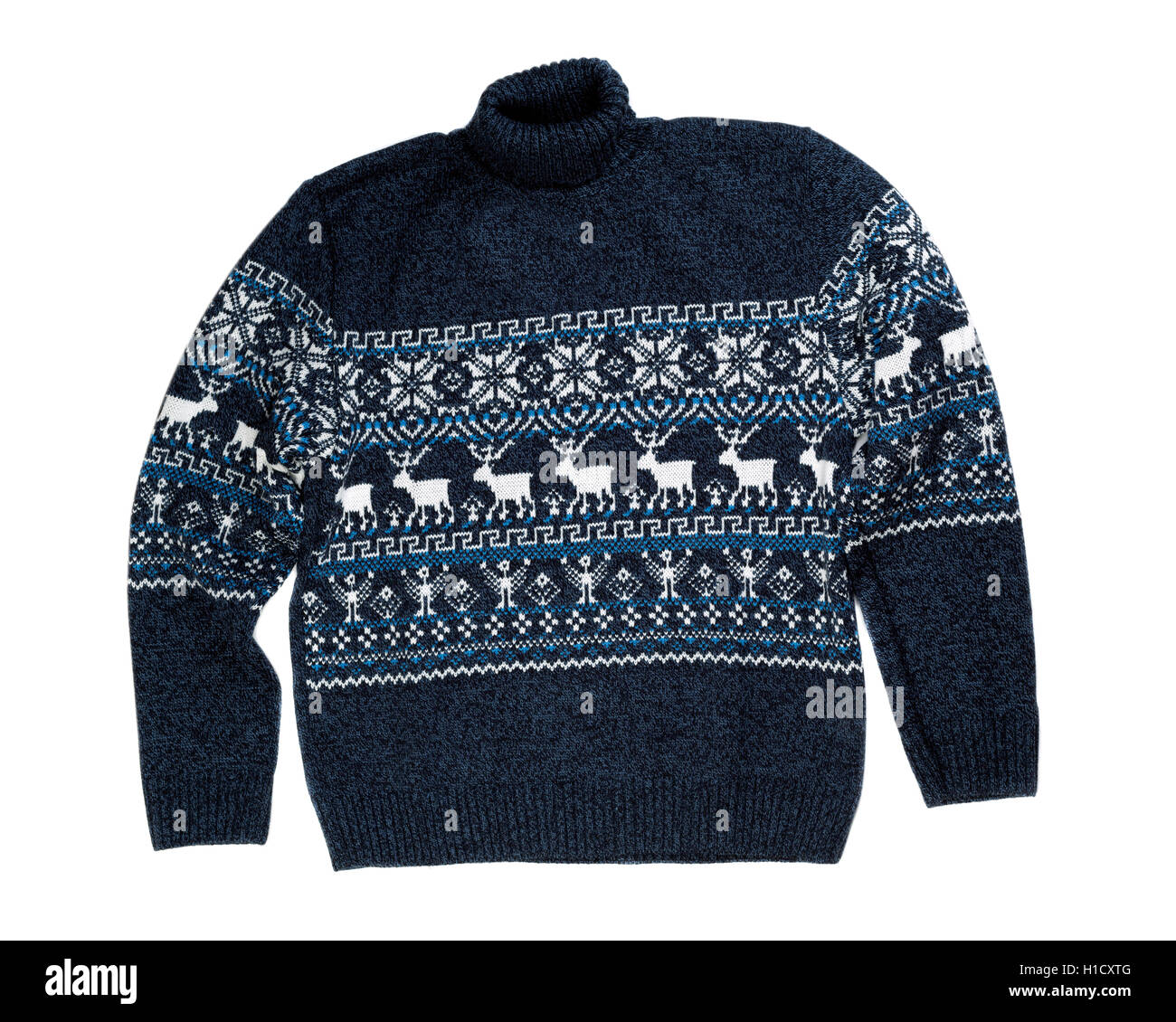 Knitted sweater with a deer. Isolate on white Stock Photo - Alamy