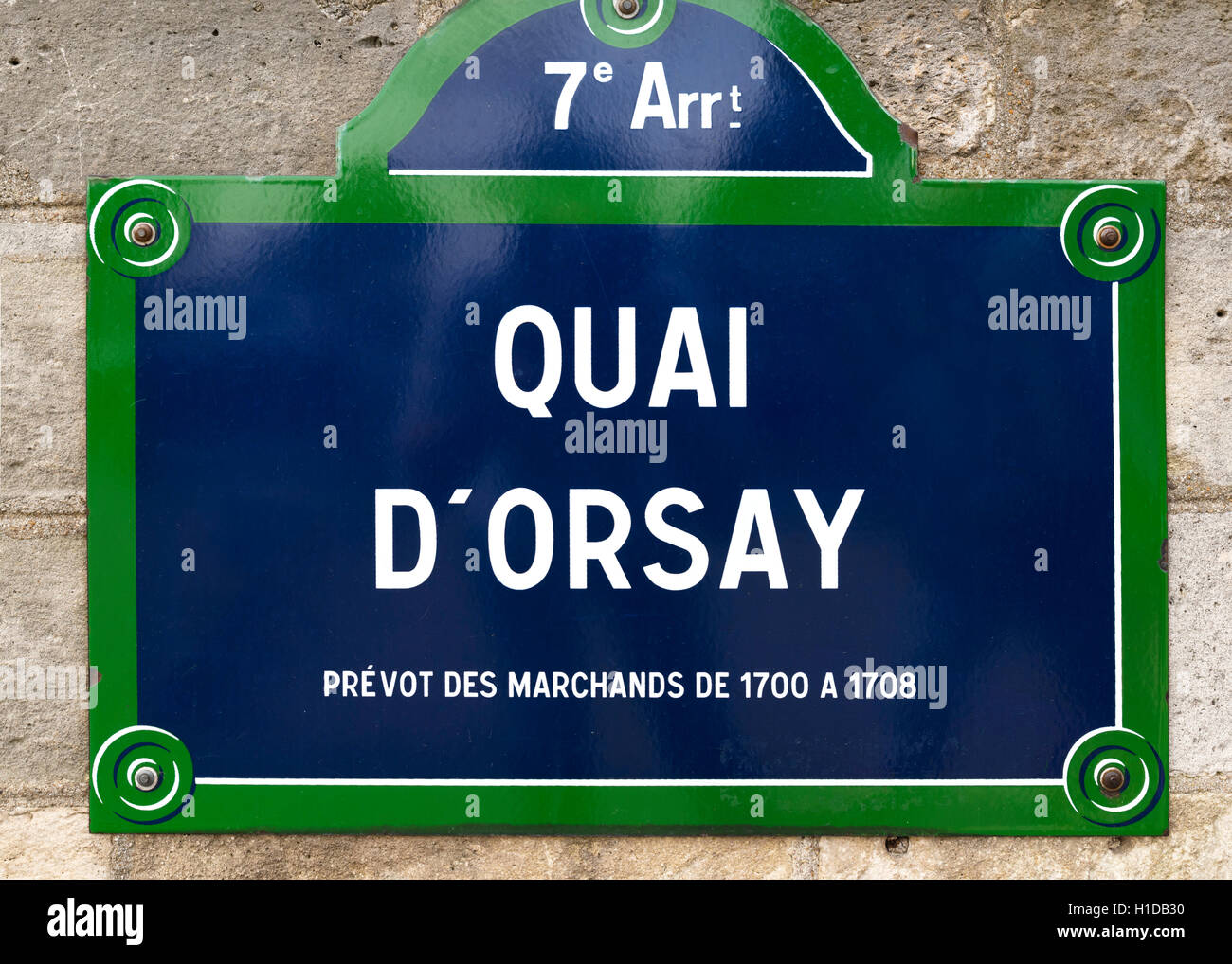 Quai d'Orsay street sign, Paris, France Stock Photo