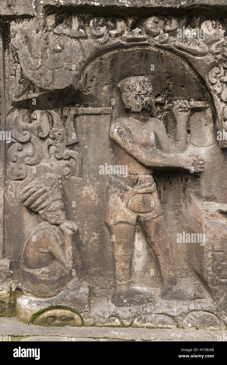 Indonesia, Bali, Bedulu, Yeh Pulu, Hindu relief carvings, 14th c Stock Photo