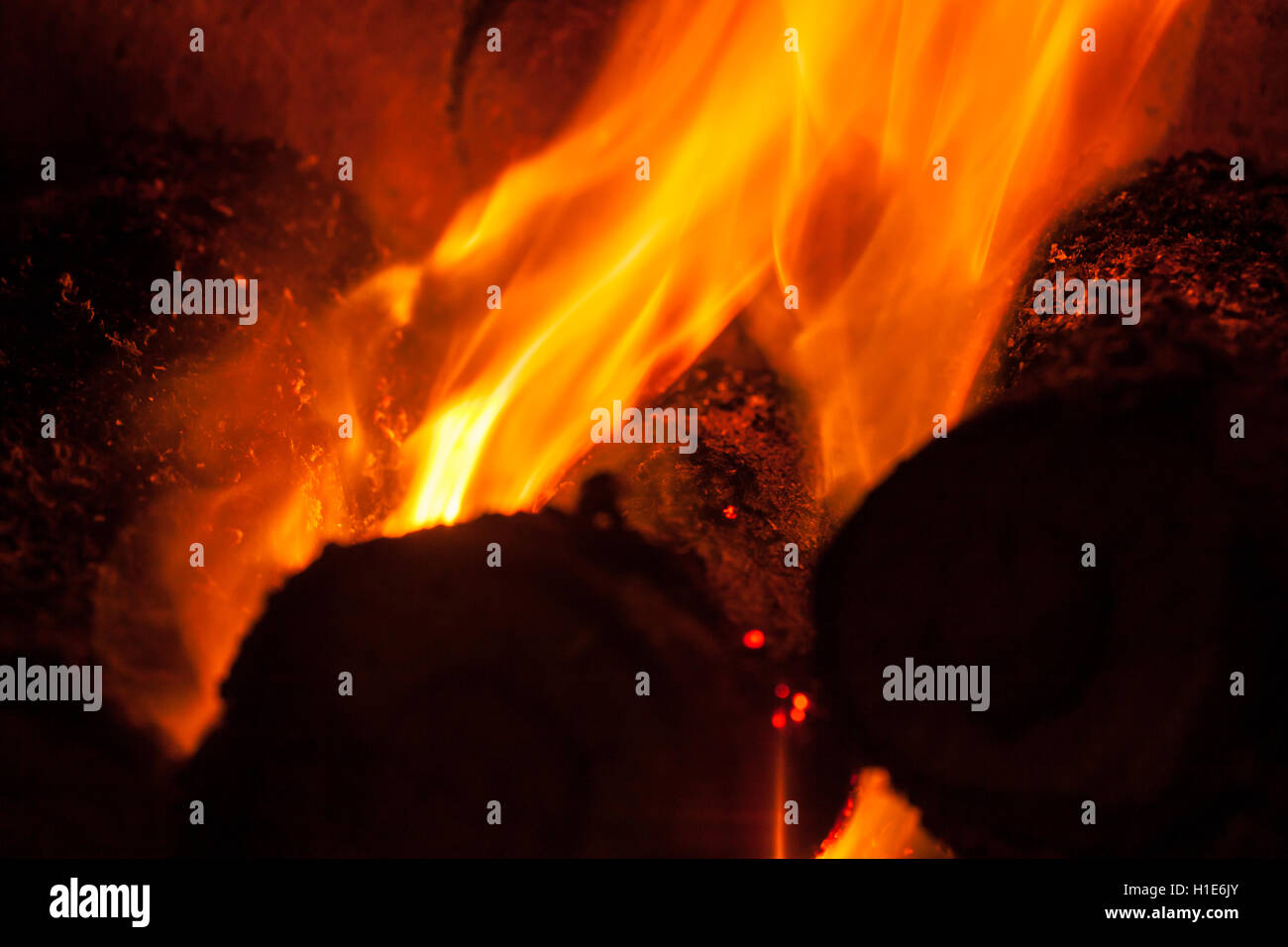 Wood fire burning Stock Photo Alamy