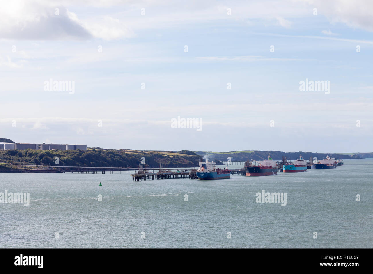 Oil Tankers at MIlford Haven Stock Photo