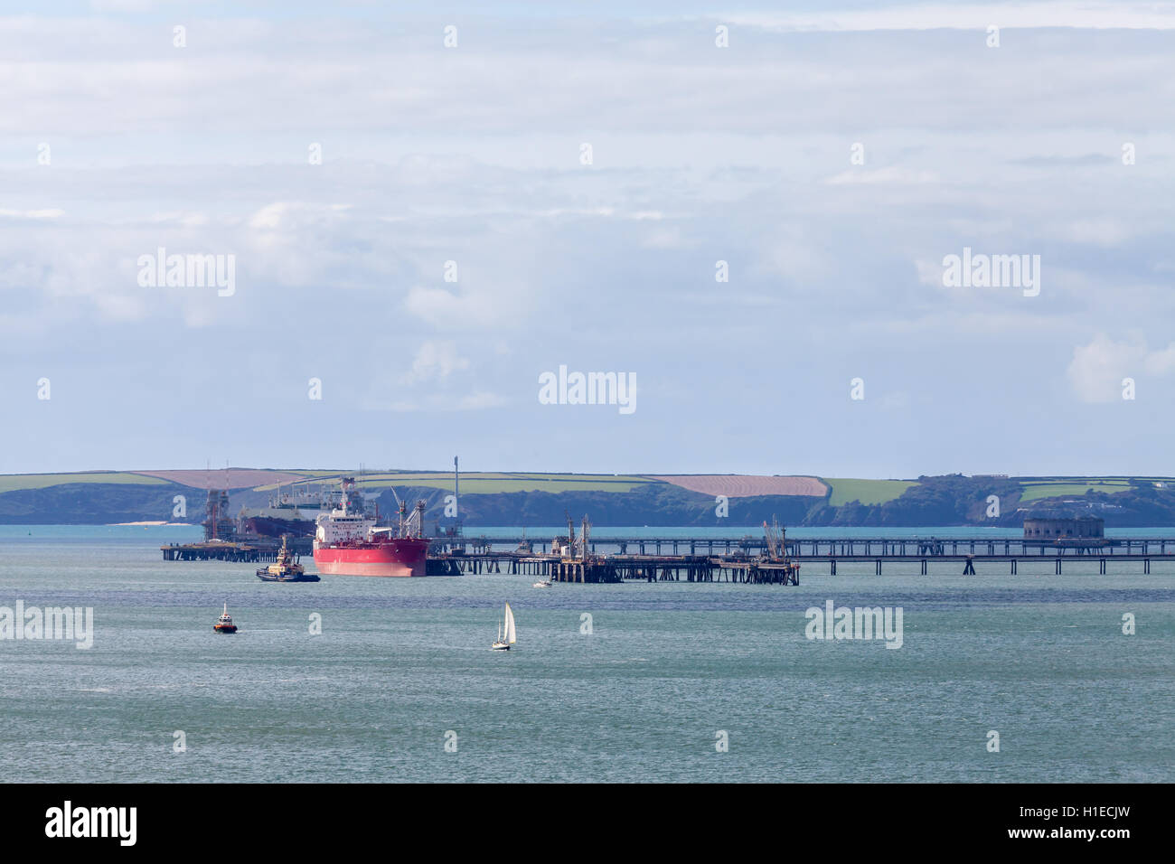 Oil Tankers at MIlford Haven Stock Photo