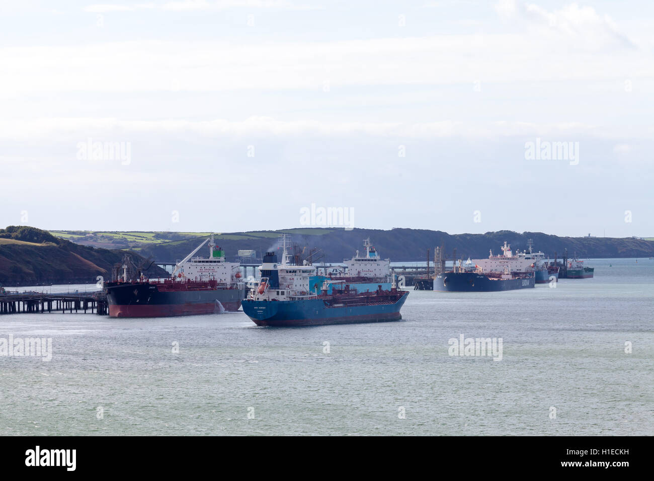 Oil Tankers at MIlford Haven Stock Photo