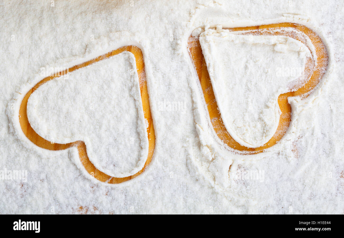 Two hearts of flour Stock Photo Alamy