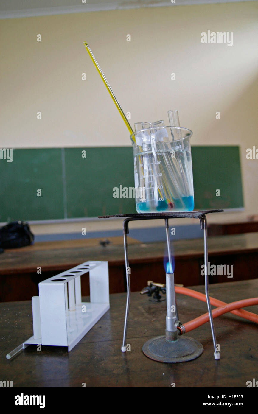 Experiment, Laboratory Apparatus, St Mark's School, Mbabane, Hhohho, Kingdom of Swaziland Stock Photo