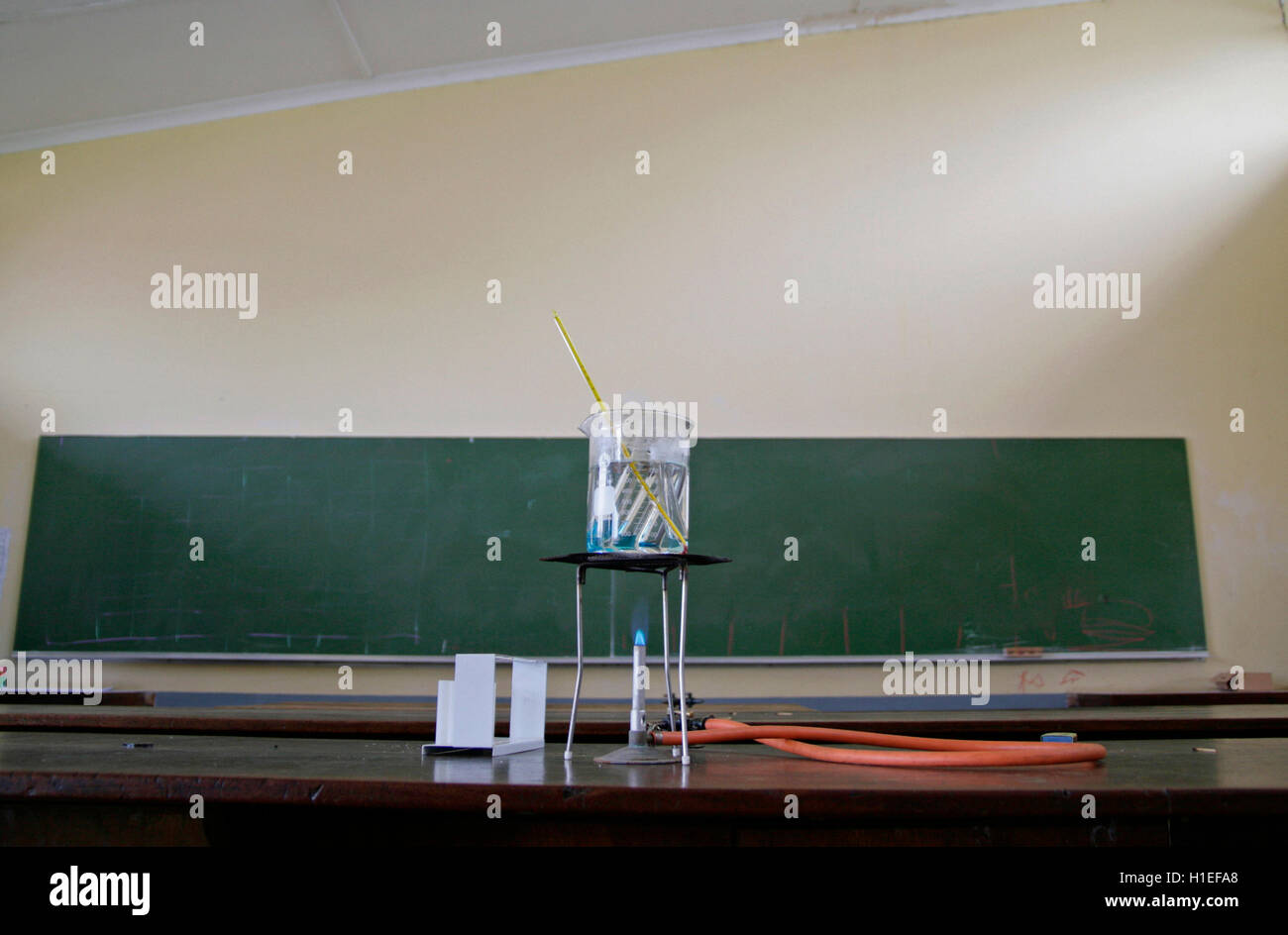 Experiment, Laboratory Apparatus, St Mark's School, Mbabane, Hhohho, Kingdom of Swaziland Stock Photo