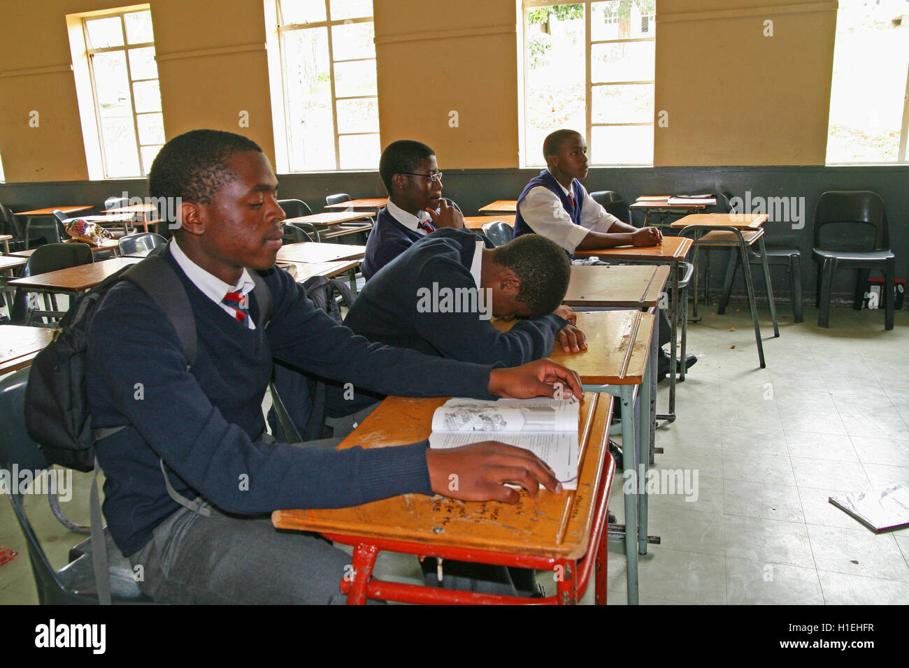 School boys in classroom, St Mark's School, Mbabane, Hhohho, Kingdom of Swaziland Stock Photo