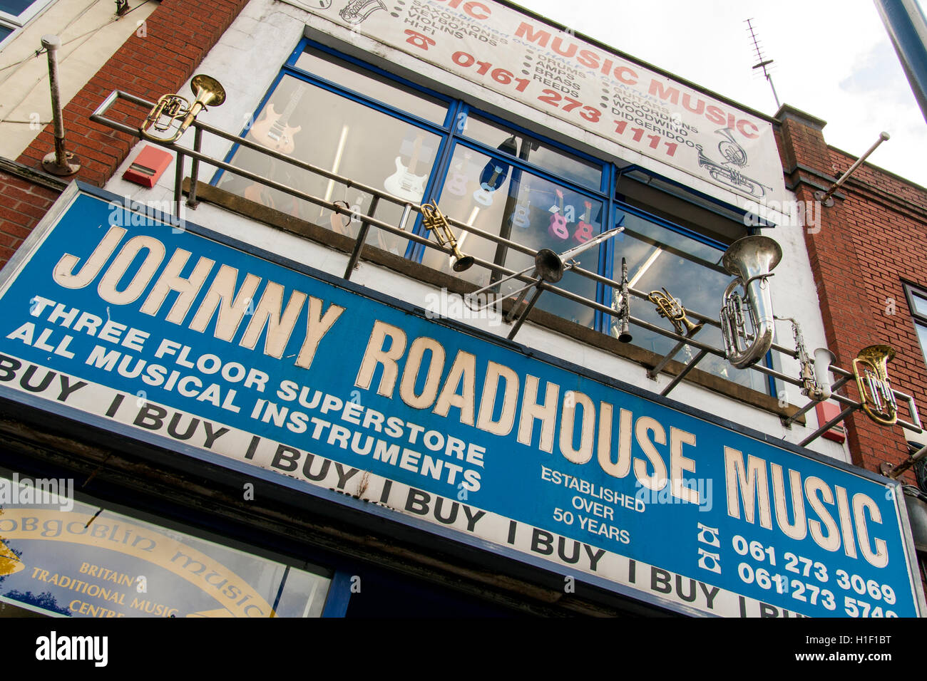 Johnny Roadhouse Music Shop Manchester Stock Photo