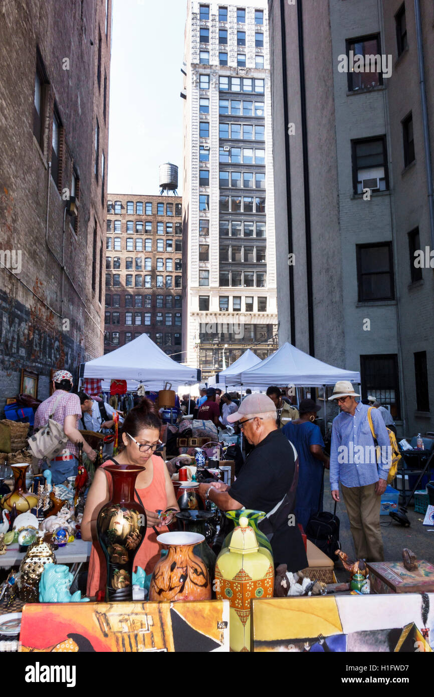 New York City,NY NYC Manhattan,Chelsea,Chelsea Flea Market,weekly Market,shopping shopper shoppers shop shops markets marketplace buying selling,retai Stock Photo