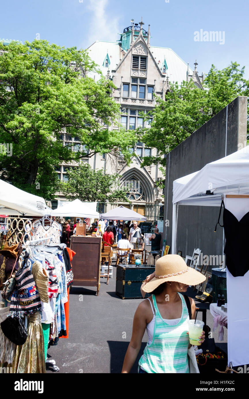 New York City,NY NYC Brooklyn,Fort Greene Flea Market,Market,shopping shopper shoppers shop shops markets marketplace buying selling,retail store stor Stock Photo