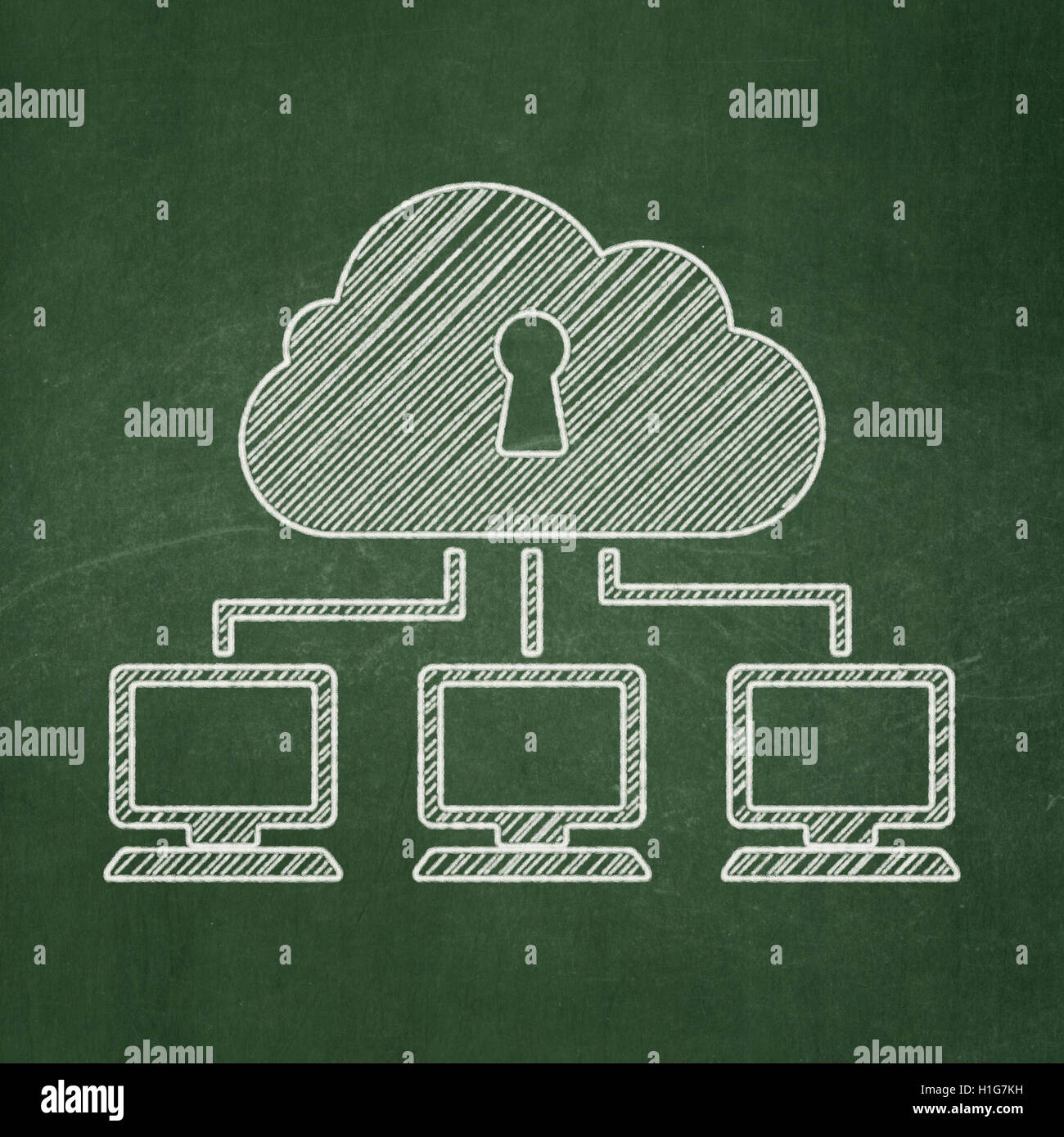Cloud technology concept: Cloud Network on chalkboard background Stock ...