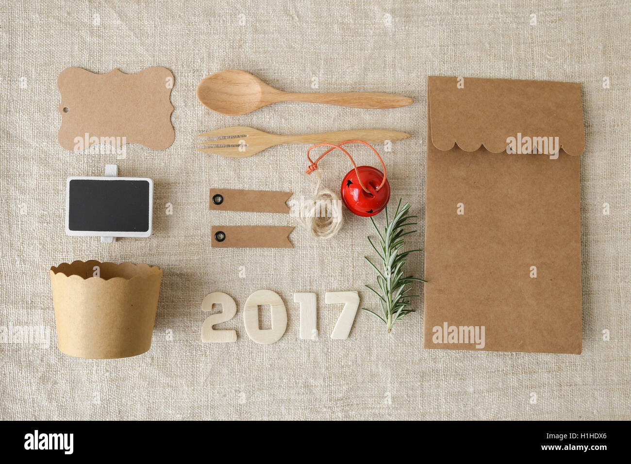2017 Happy New Year and Christmas holidays identity branding mock up set Stock Photo