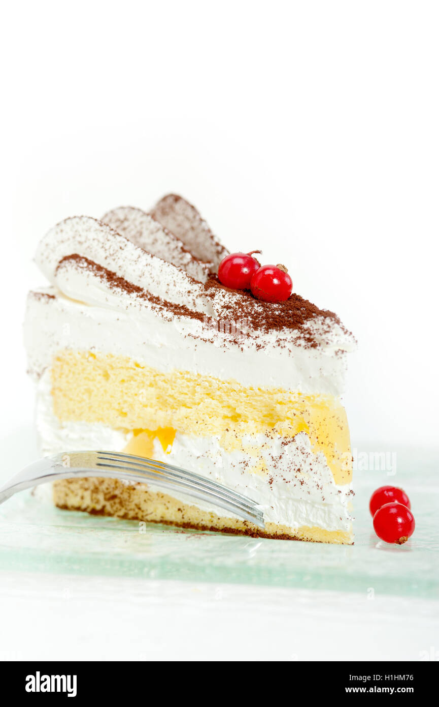 whipped cream and ribes dessert cake slice Stock Photo Alamy