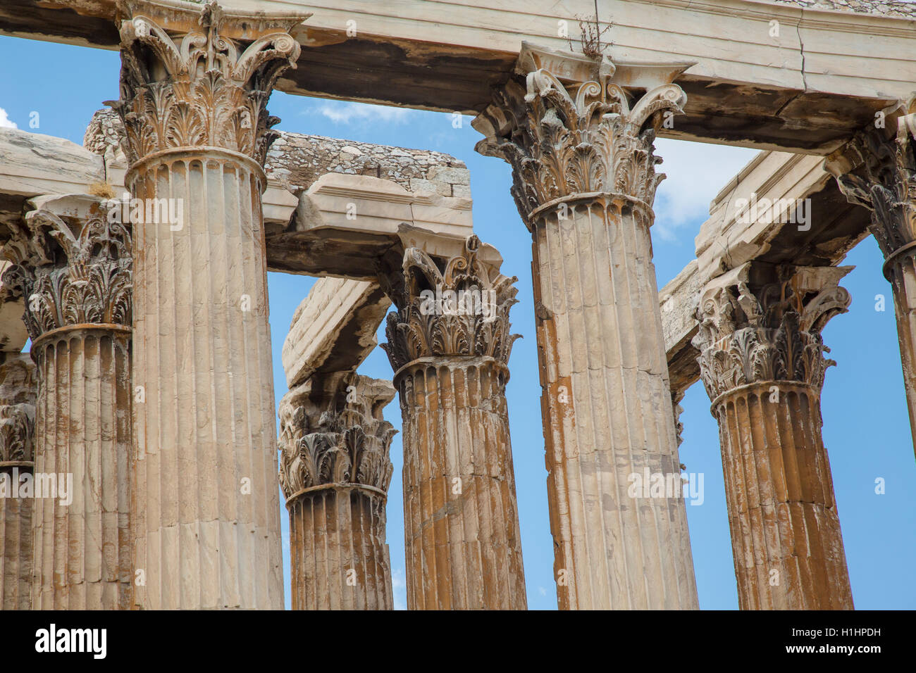 Detailed look at the Temple of Zeus Olympia Athens Greece. Stock Photo