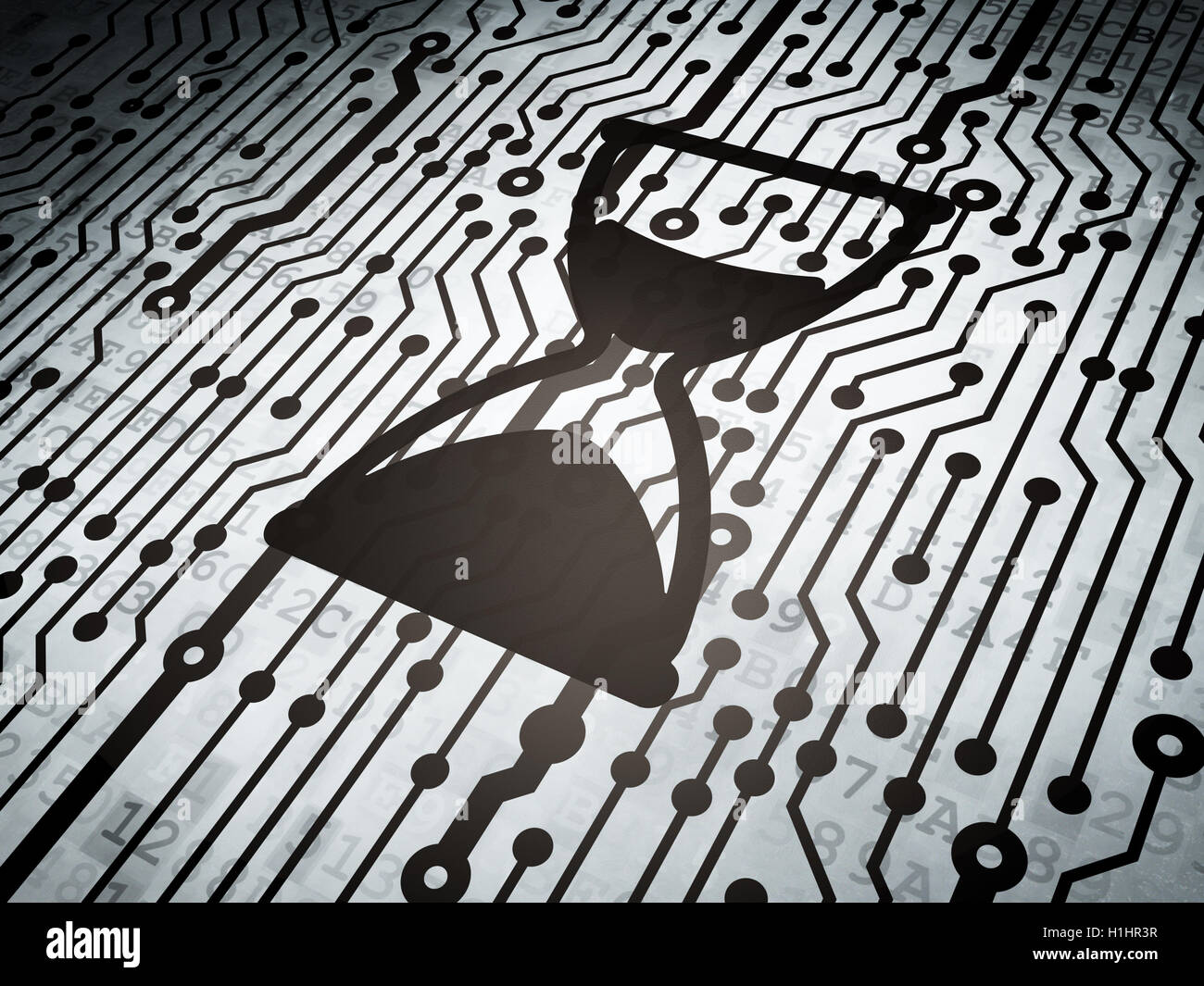 Time concept: circuit board with Hourglass Stock Photo