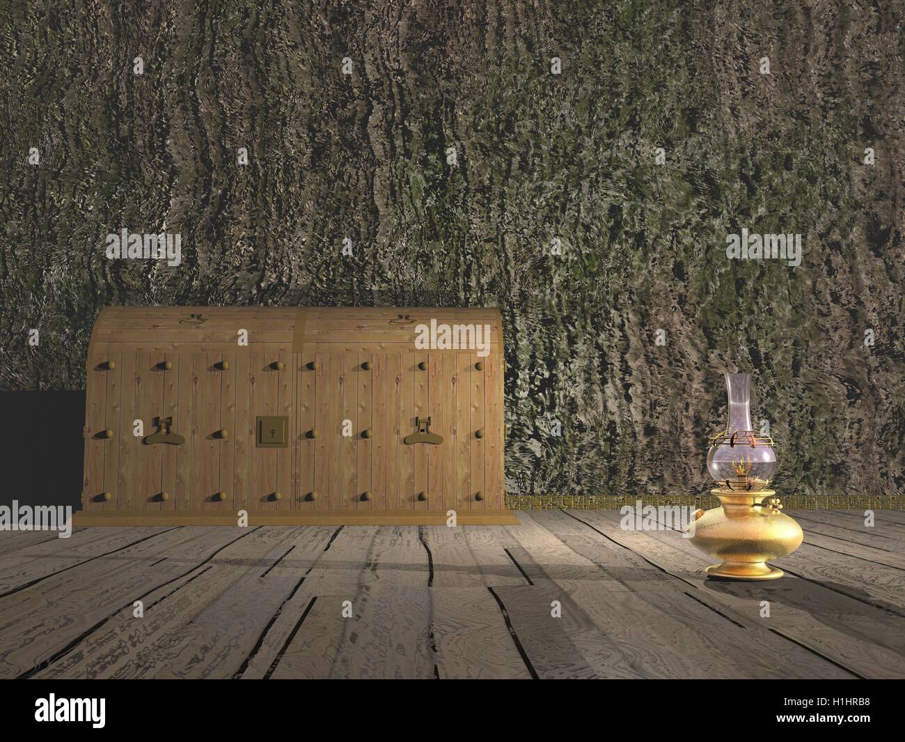 Old chest - 3D render Stock Photo - Alamy