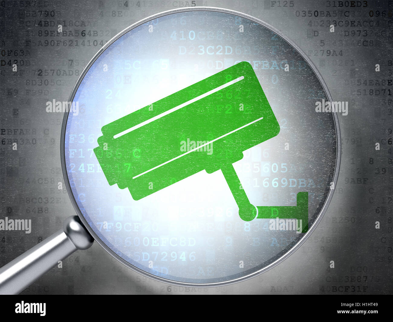 Security concept Cctv Camera with optical glass on digital background