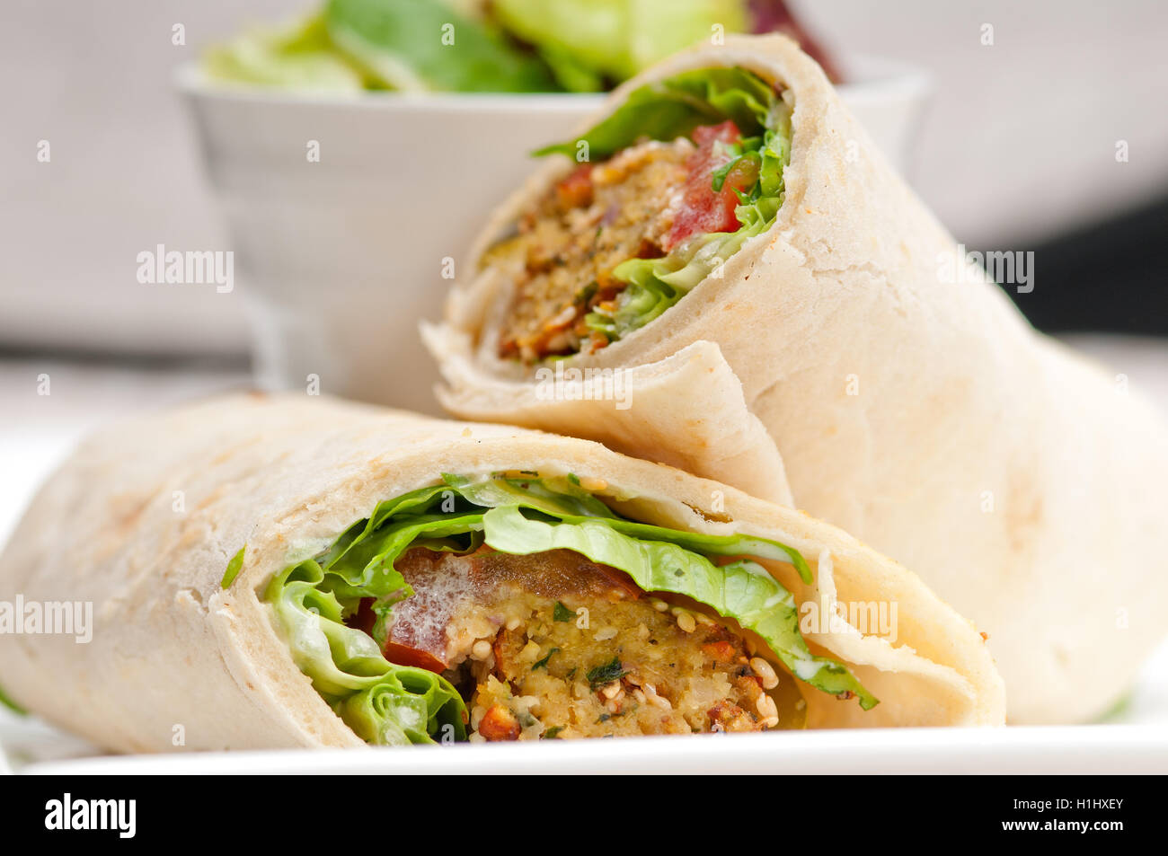 falafel pita bread roll wrap sandwich Stock Photo - Alamy