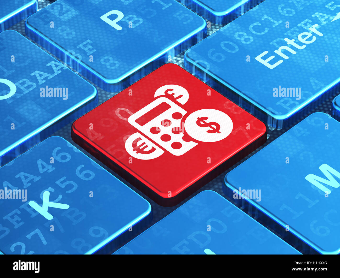 Business concept Calculator on computer keyboard background Stock