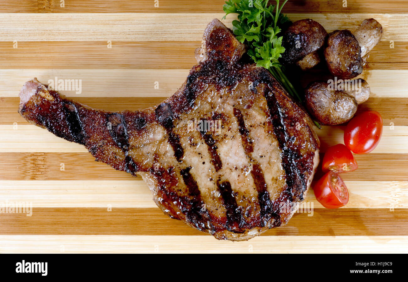 Fresh grilled  pork chop ready to eat. Stock Photo